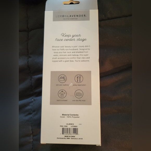 New in box lemon lavender take a bow plush spa headband grey - Picture 3 of 5